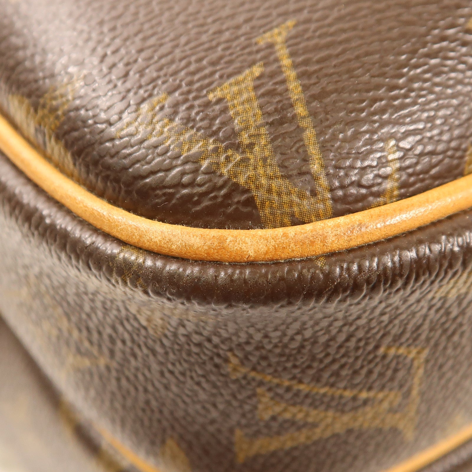 LOUIS VUITTON Monogram Reporter PM金扣肩背袋棕色