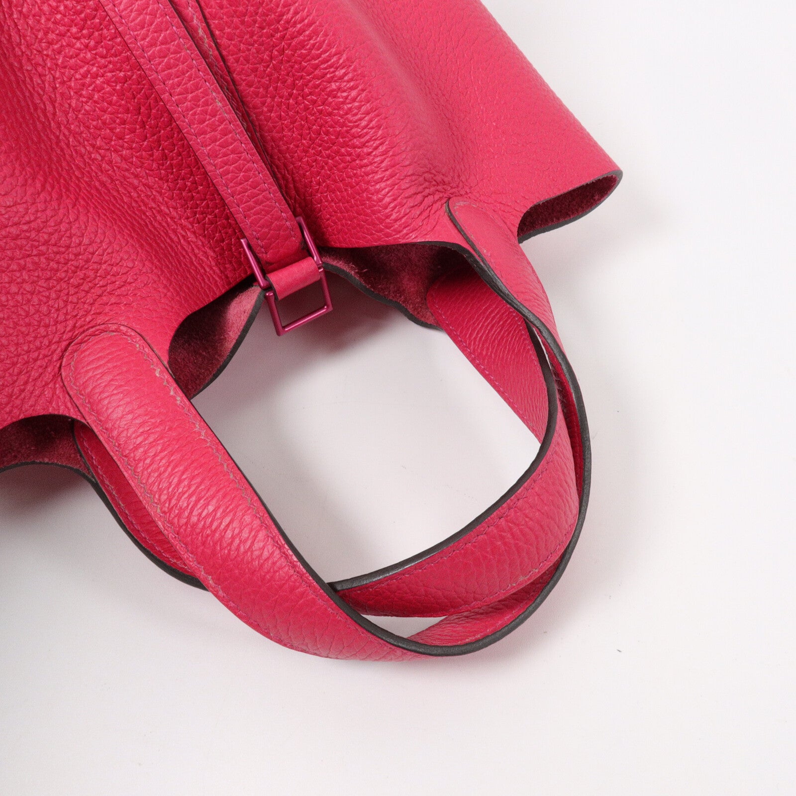 HERMES Clemence皮革Picotin PM手挽袋Rose Mexico