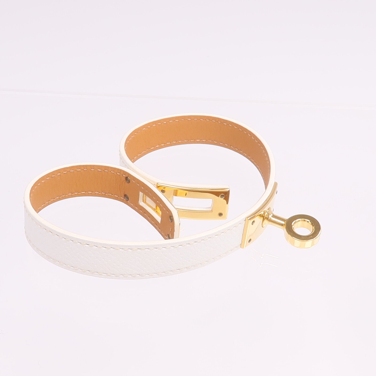 HERMES Epsom皮革Kelly Double Tour Bracelet金扣手鐲
