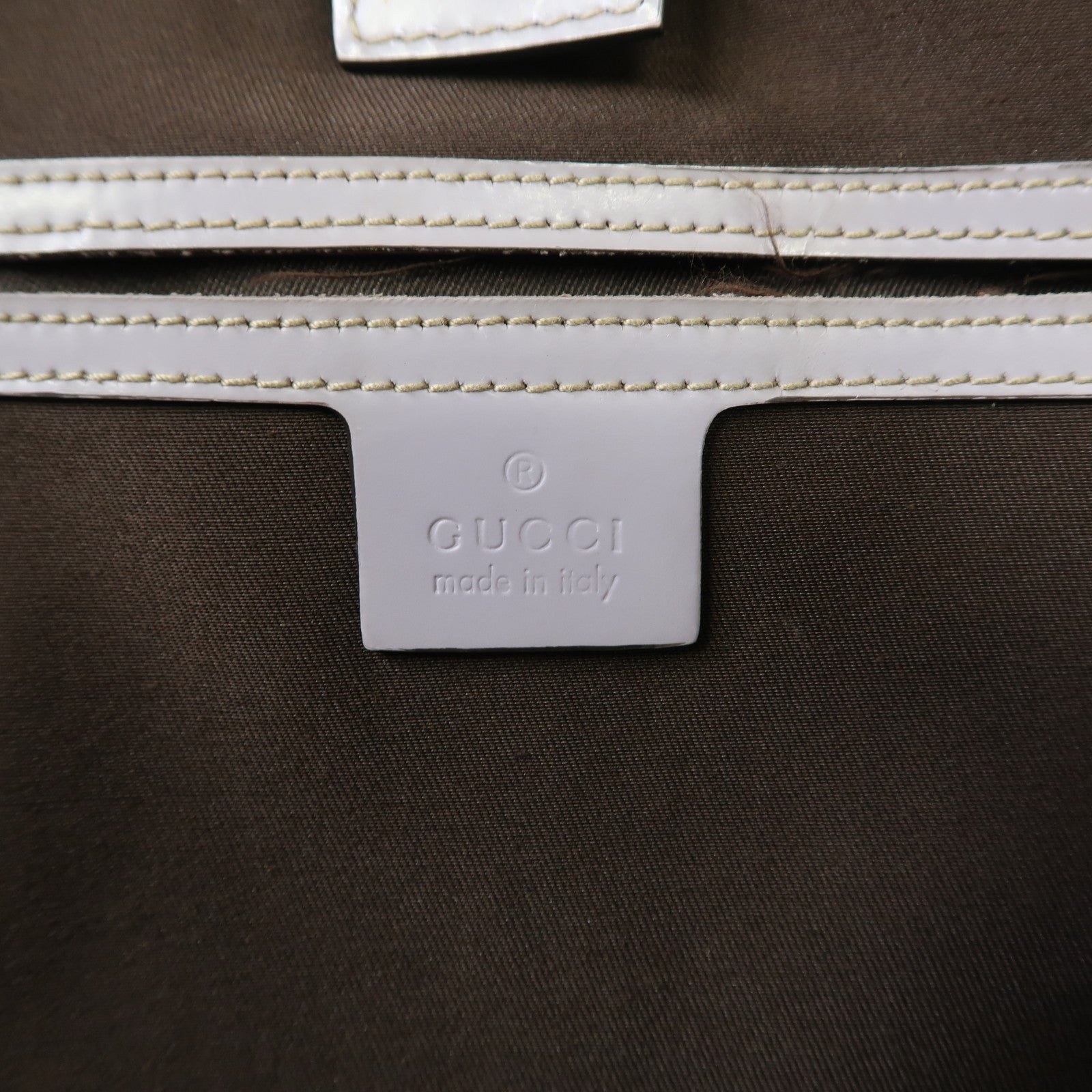 GUCCI 塗層帆布Imprime金扣肩背袋啡色