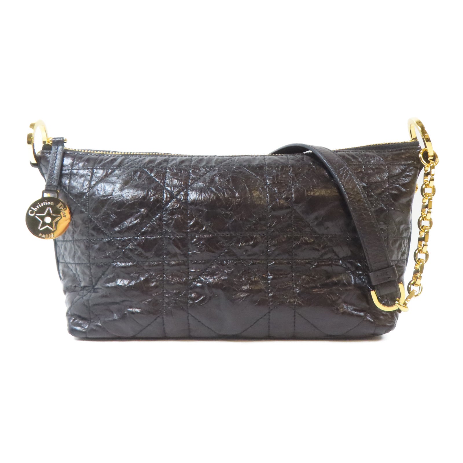 Dior 牛皮皮革Diorstar Hobo Bag金扣肩背袋黑色