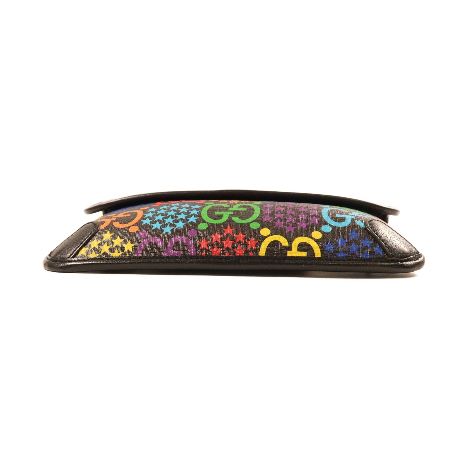 GUCCI 塗層帆布Waist Bag銀扣肩背袋黑色/彩色
