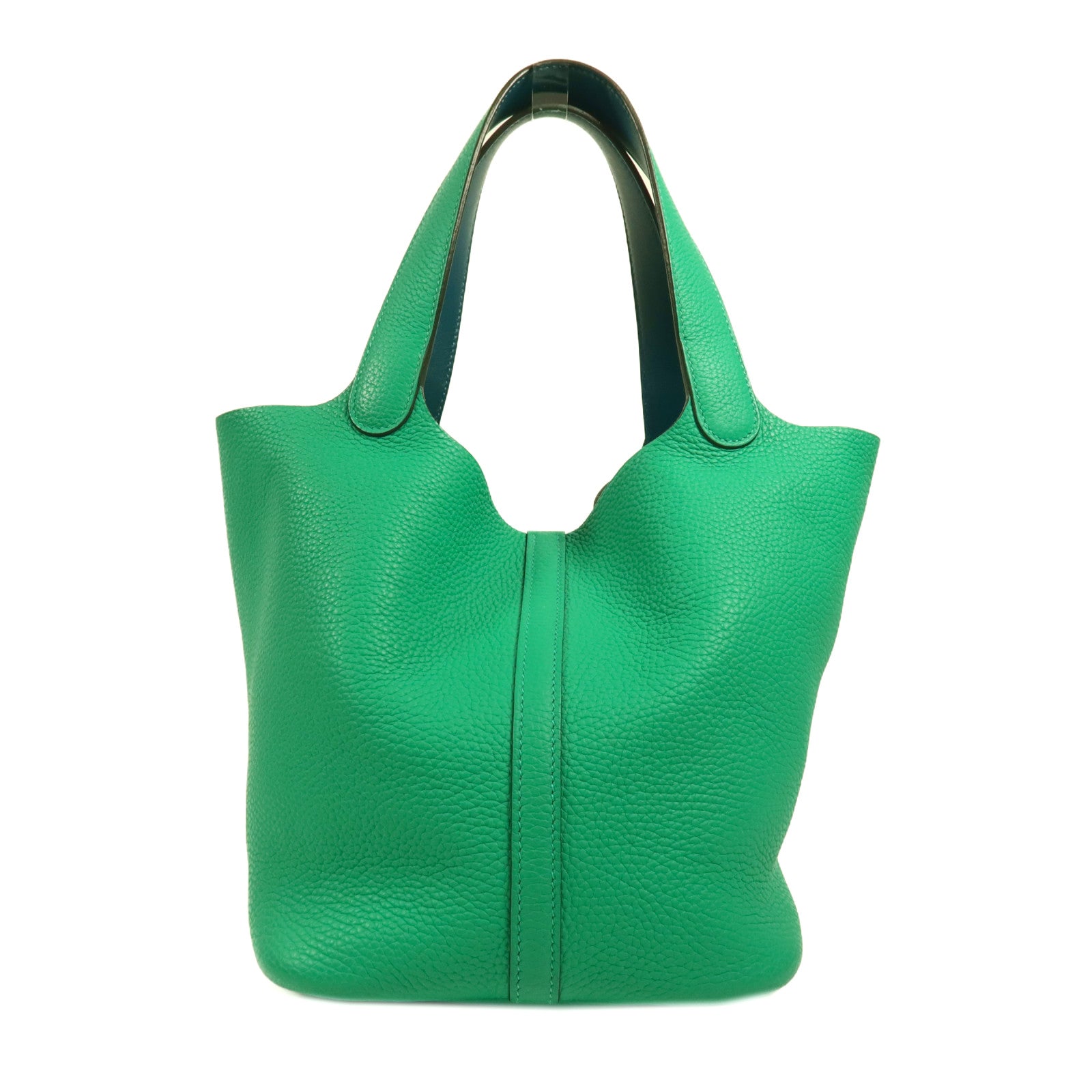 HERMES Clemence皮革Picotin MM銀扣手挽袋Menthe