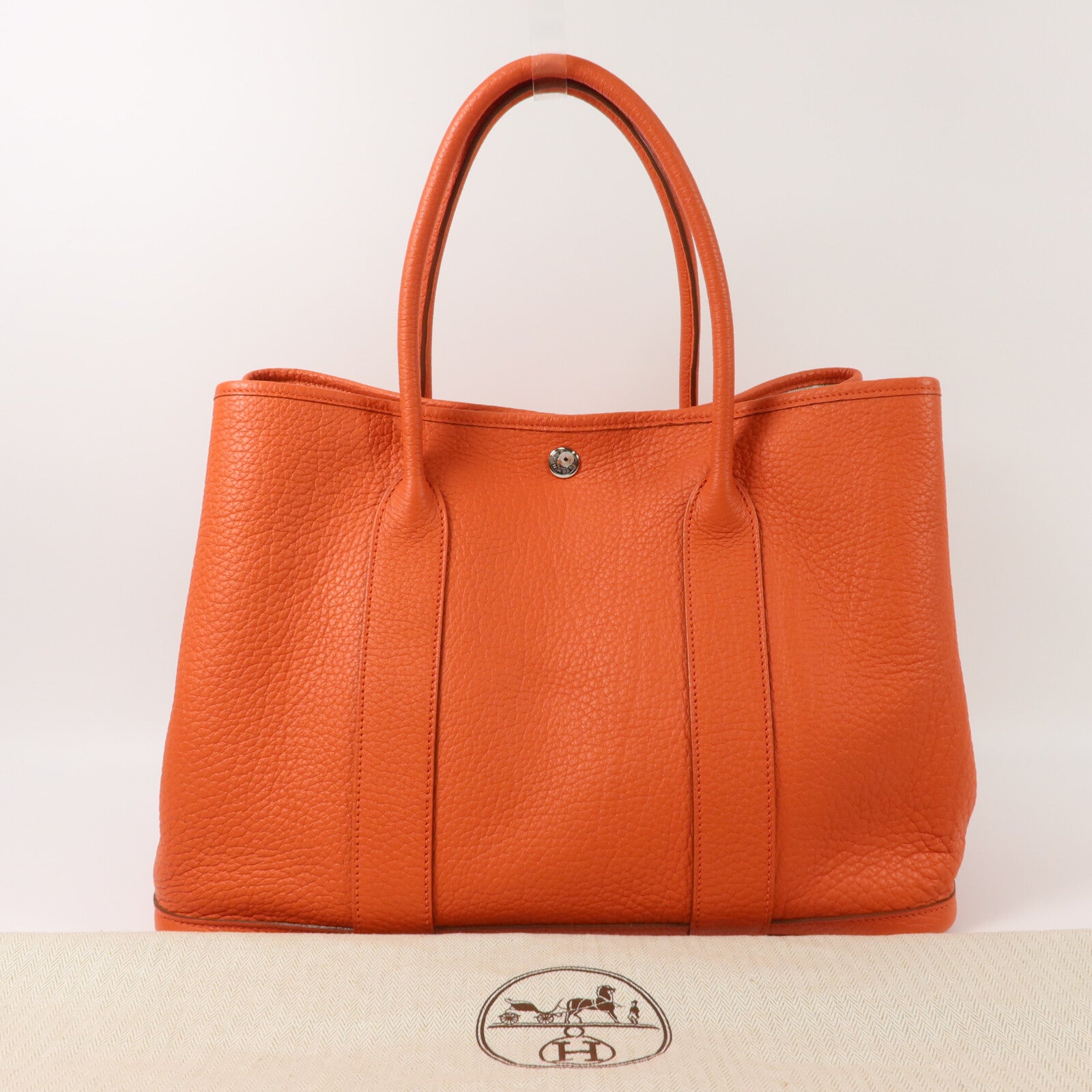 HERMES Negonda皮革Garden Party PM手挽袋Feu Orange