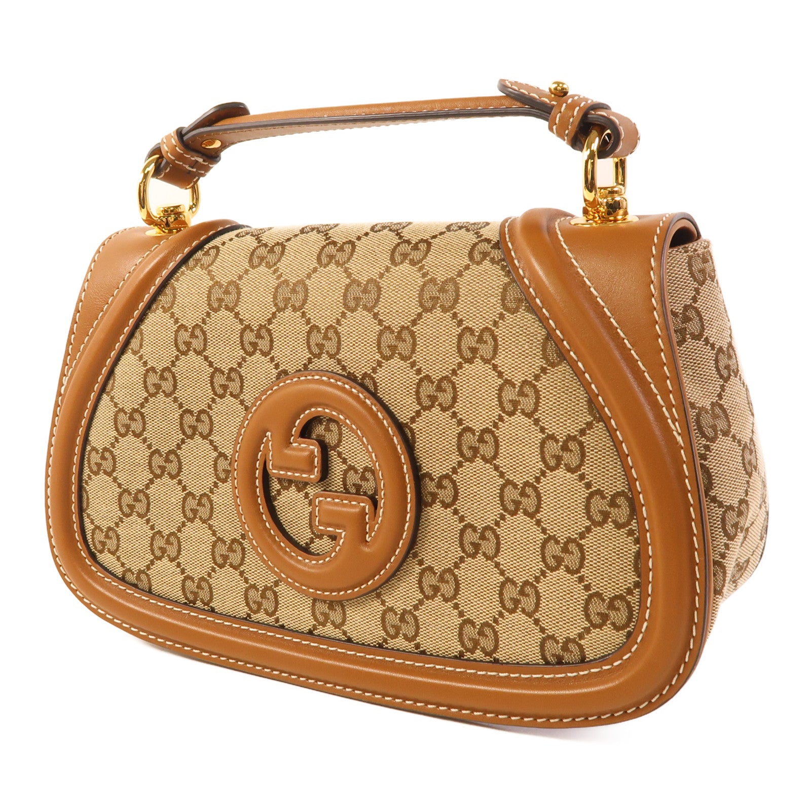 GUCCI 帆布Blondie Medium金扣手挽肩背兩用袋