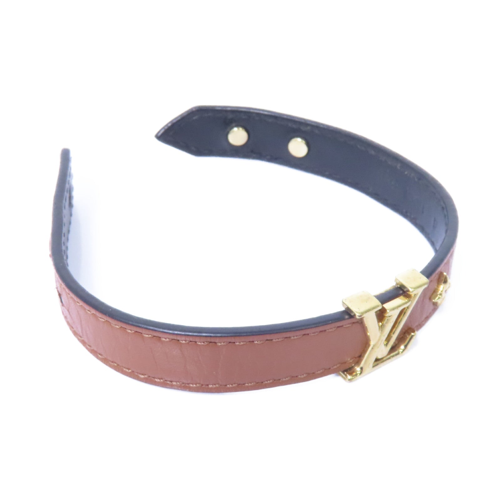 LOUIS VUITTON 【激減優惠】牛皮皮革Iconic Bracelet手帶啡色/金色
