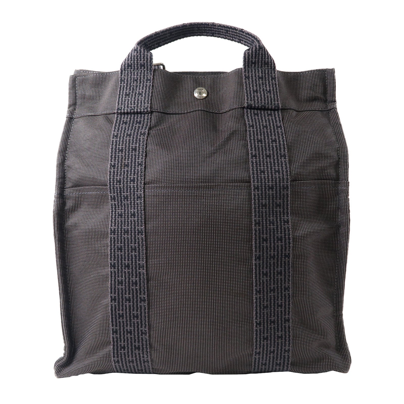 HERMES 帆布Herline Backpack Tote銀扣背包灰色