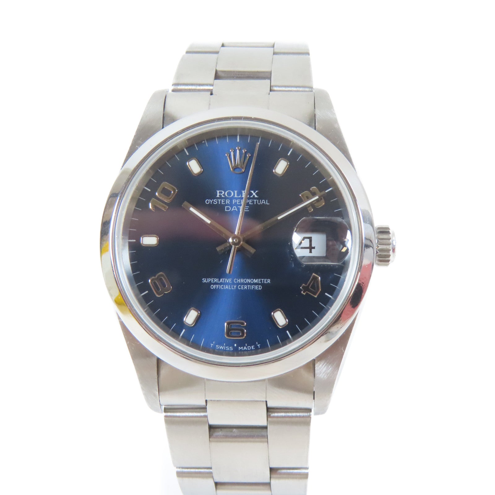 ROLEX Date不鏽鋼手錶自動機芯藍色#16.75cm