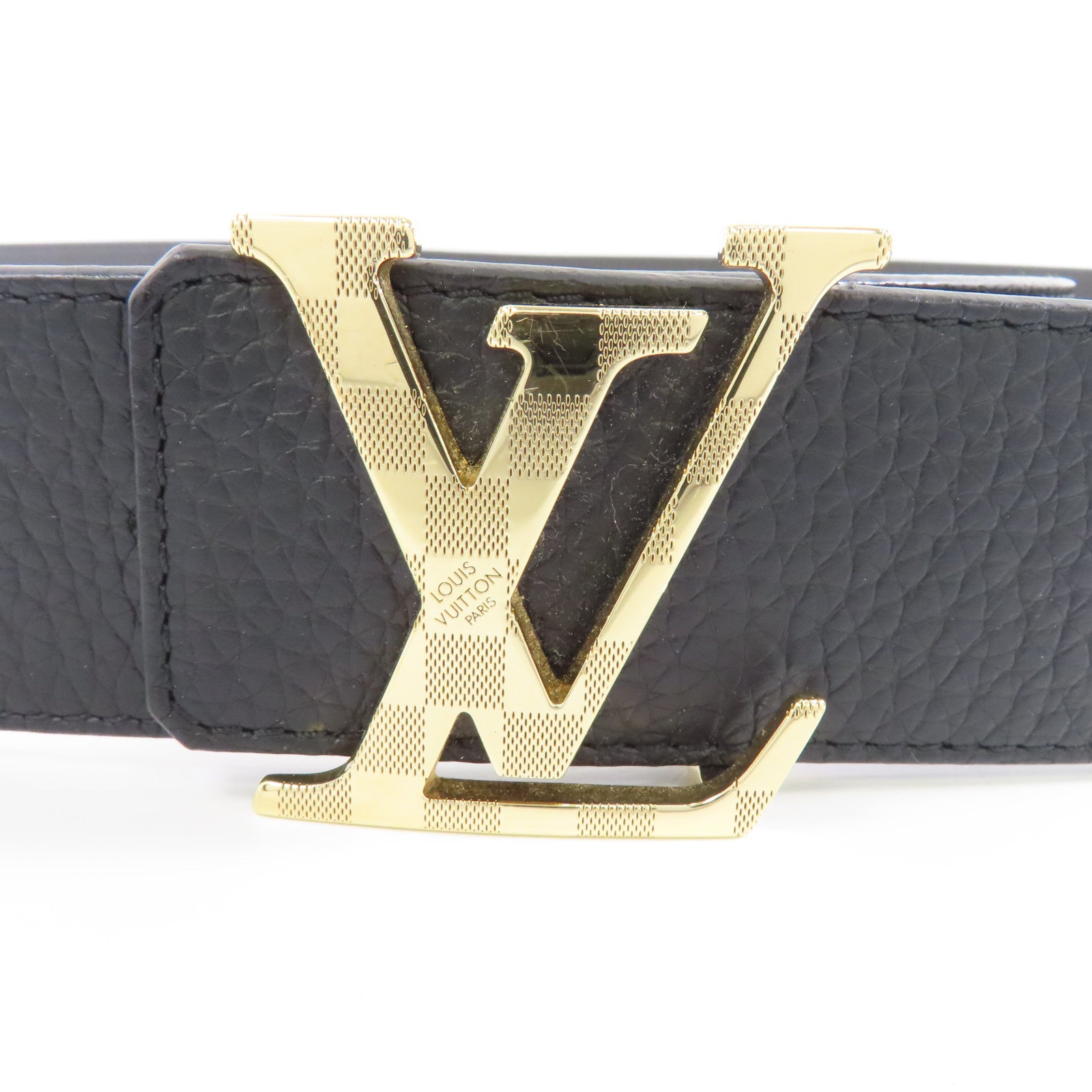 LOUIS VUITTON 牛皮皮革Belt皮帶金扣黑色