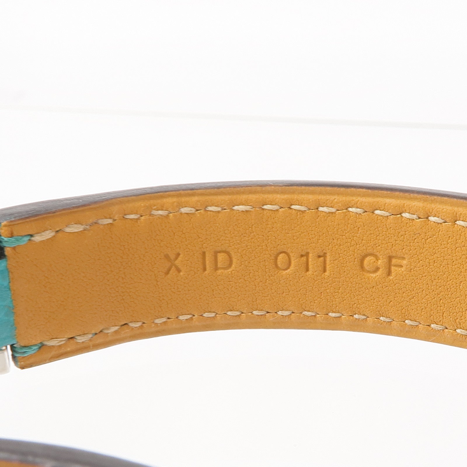 HERMES Epsom皮革Drag Double手鏈Bleu Paon