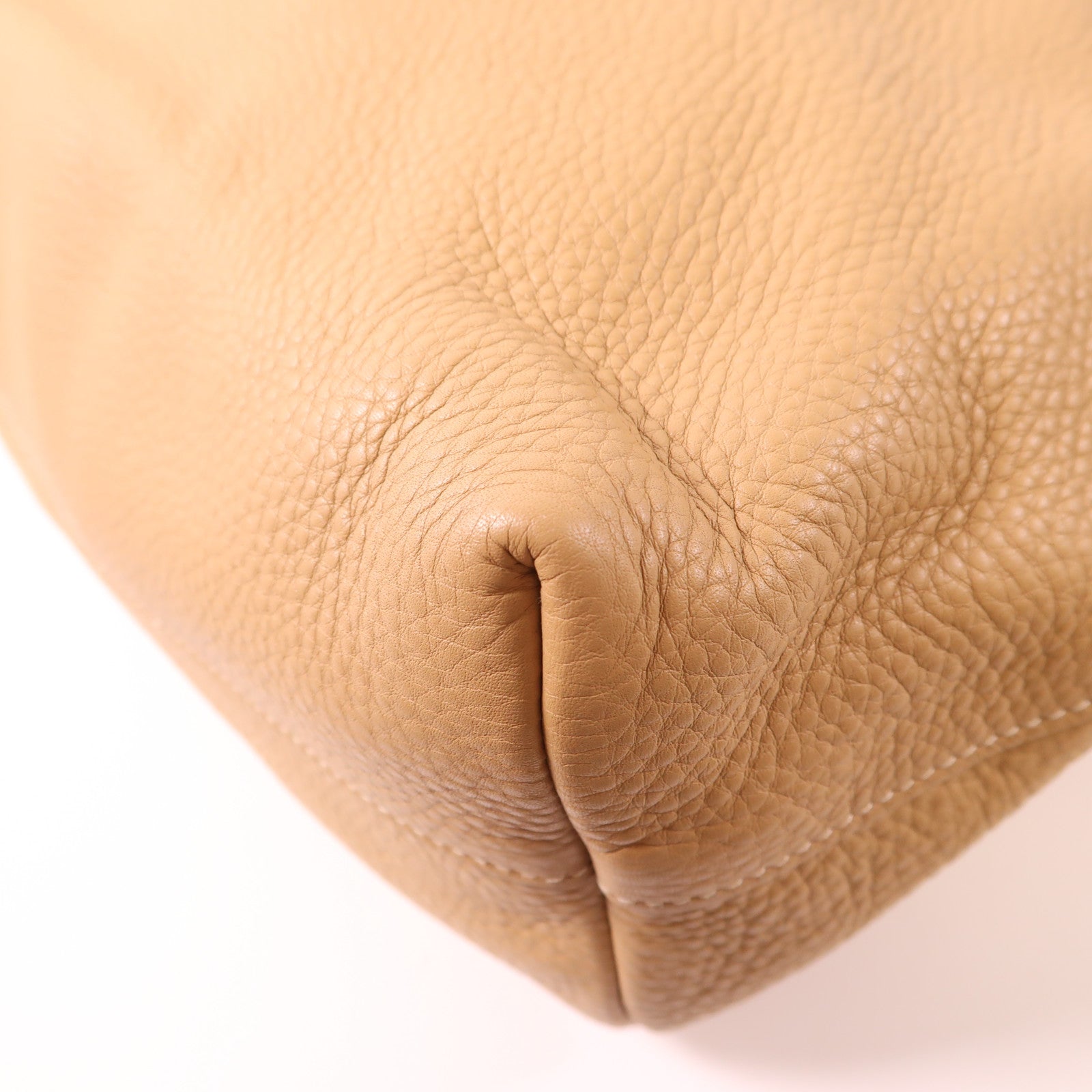 PRADA GHW Shoulder Bag 2way Handbag Calfskin Leather BN1713 Beige