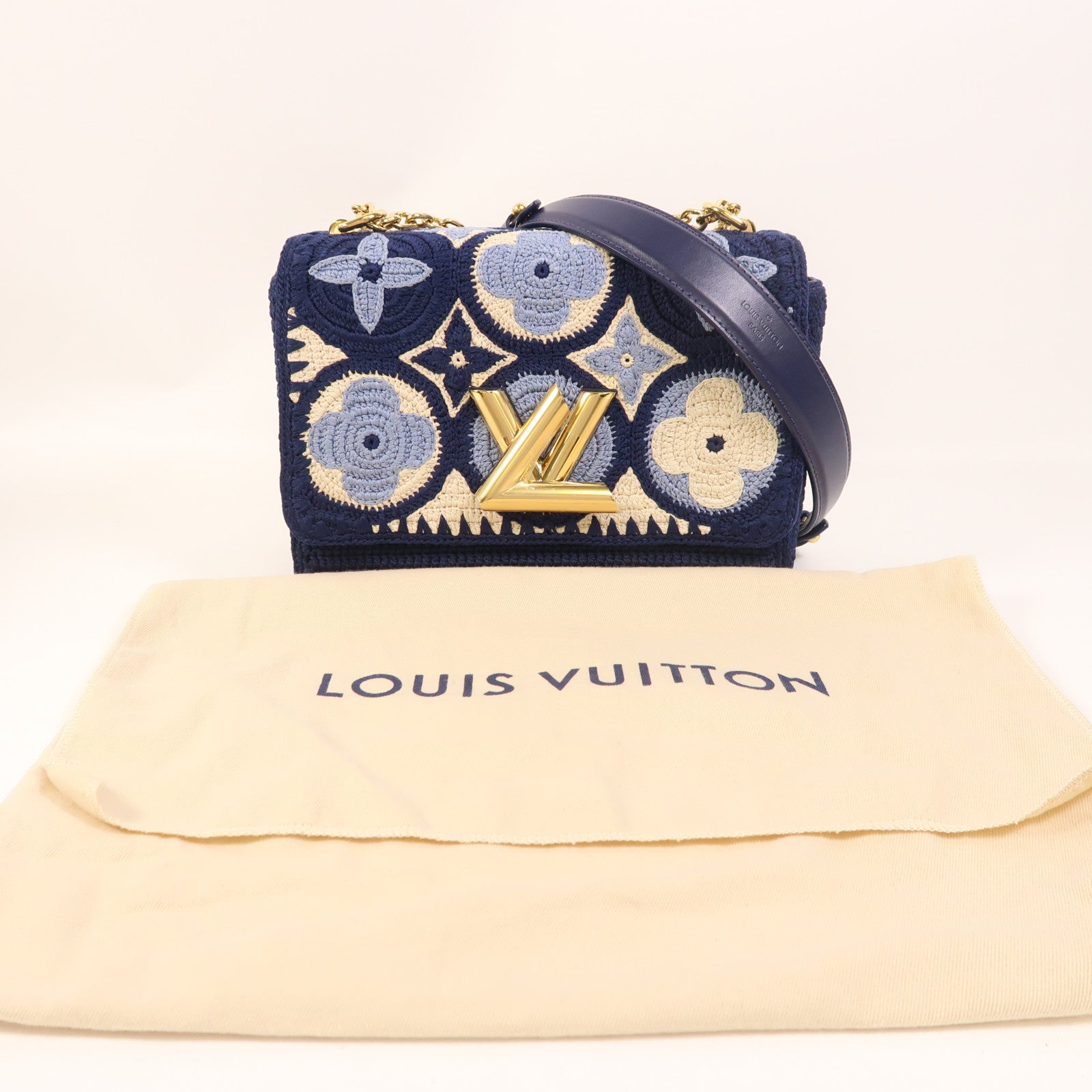 LOUIS VUITTON Crochet Twist MM金扣鏈帶肩背袋