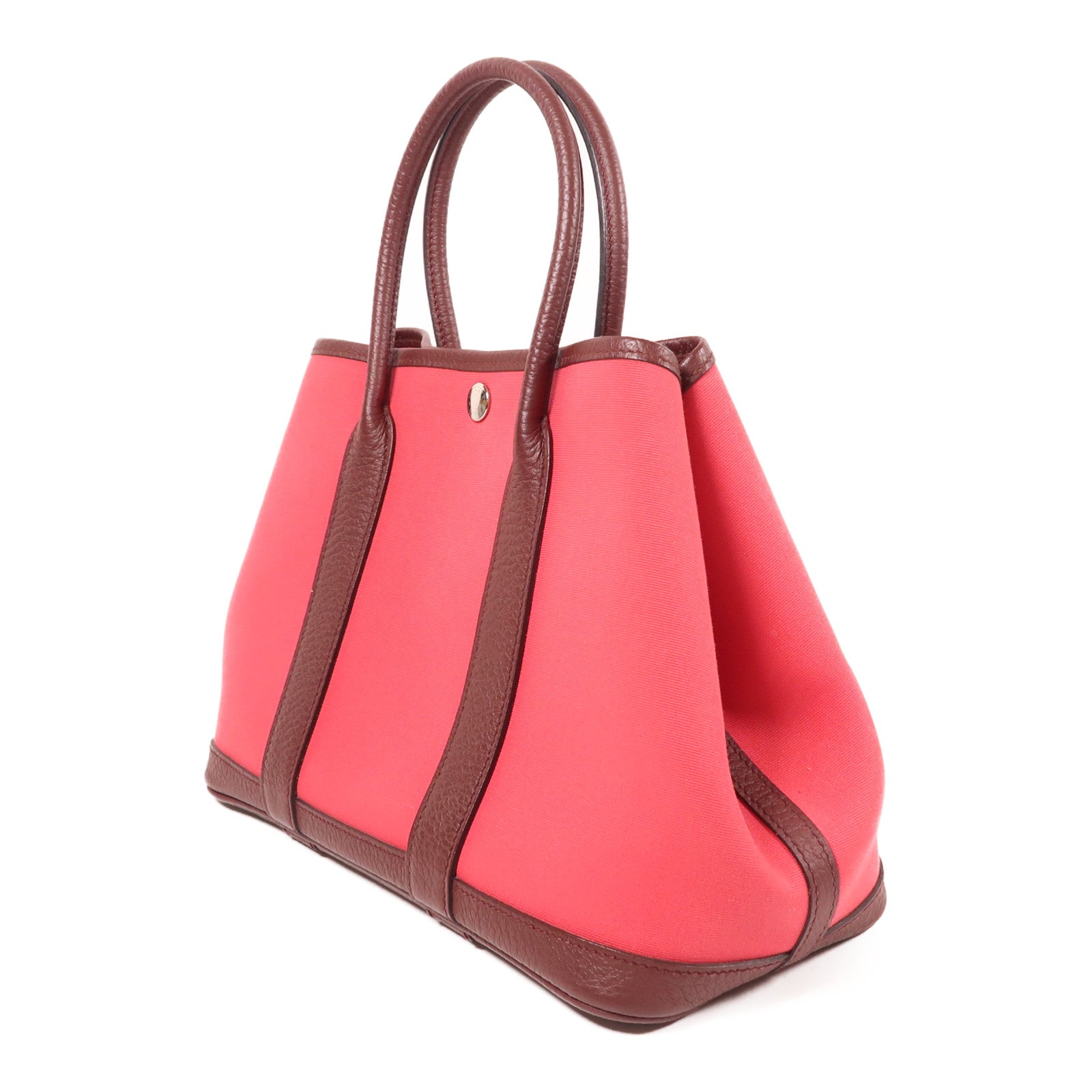 HERMES 帆布Garden Party TPM銀扣手挽袋Bordeaux
