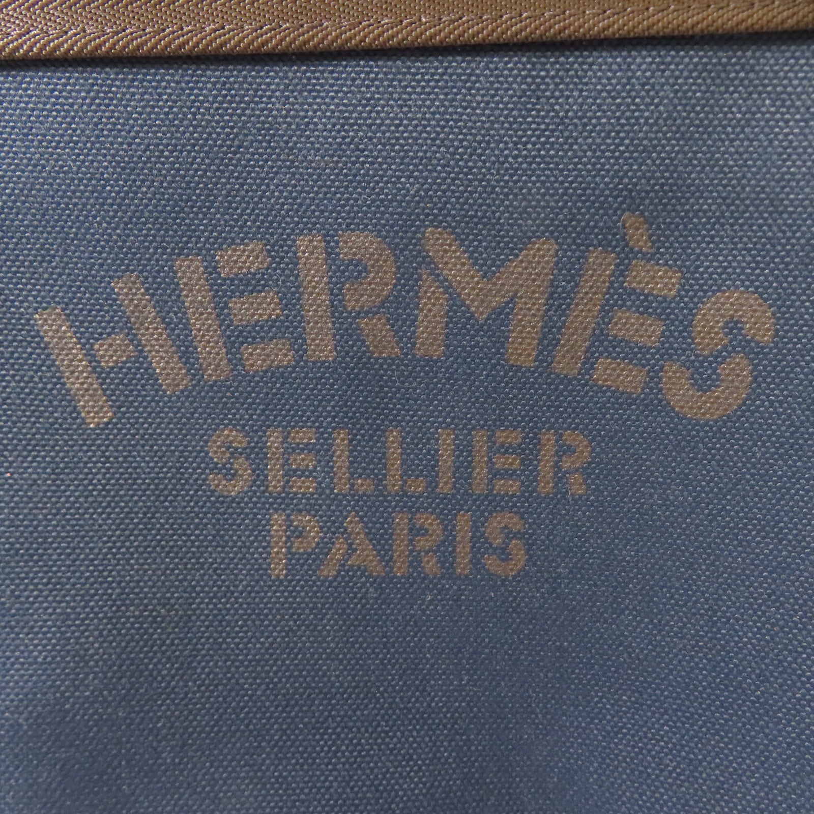 HERMES 帆布Sac De Pansage Groom銀扣手挽肩背兩用袋深藍色