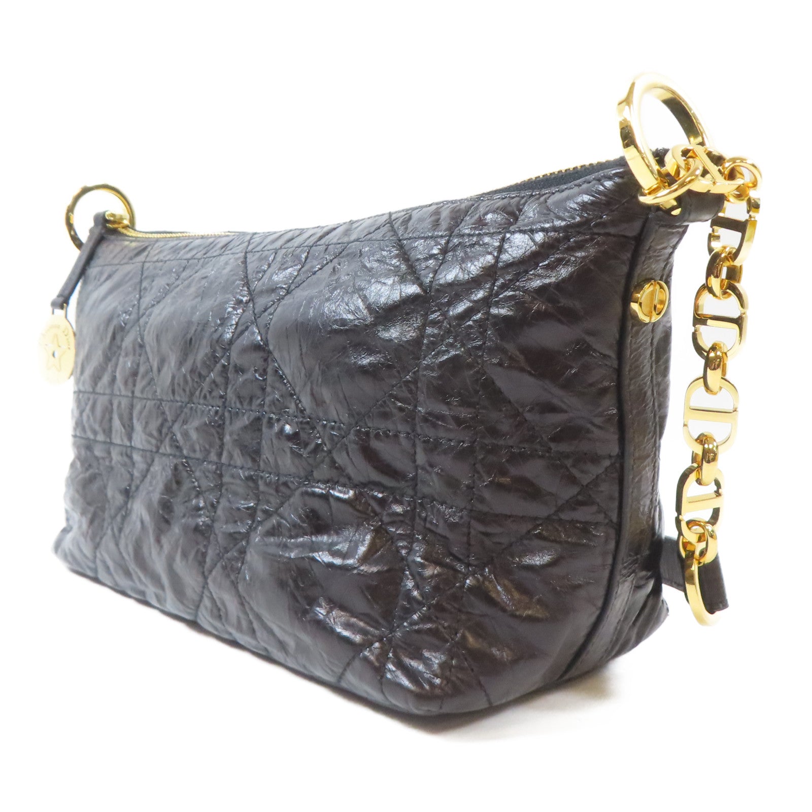 Dior 牛皮皮革Diorstar Hobo Bag金扣肩背袋黑色