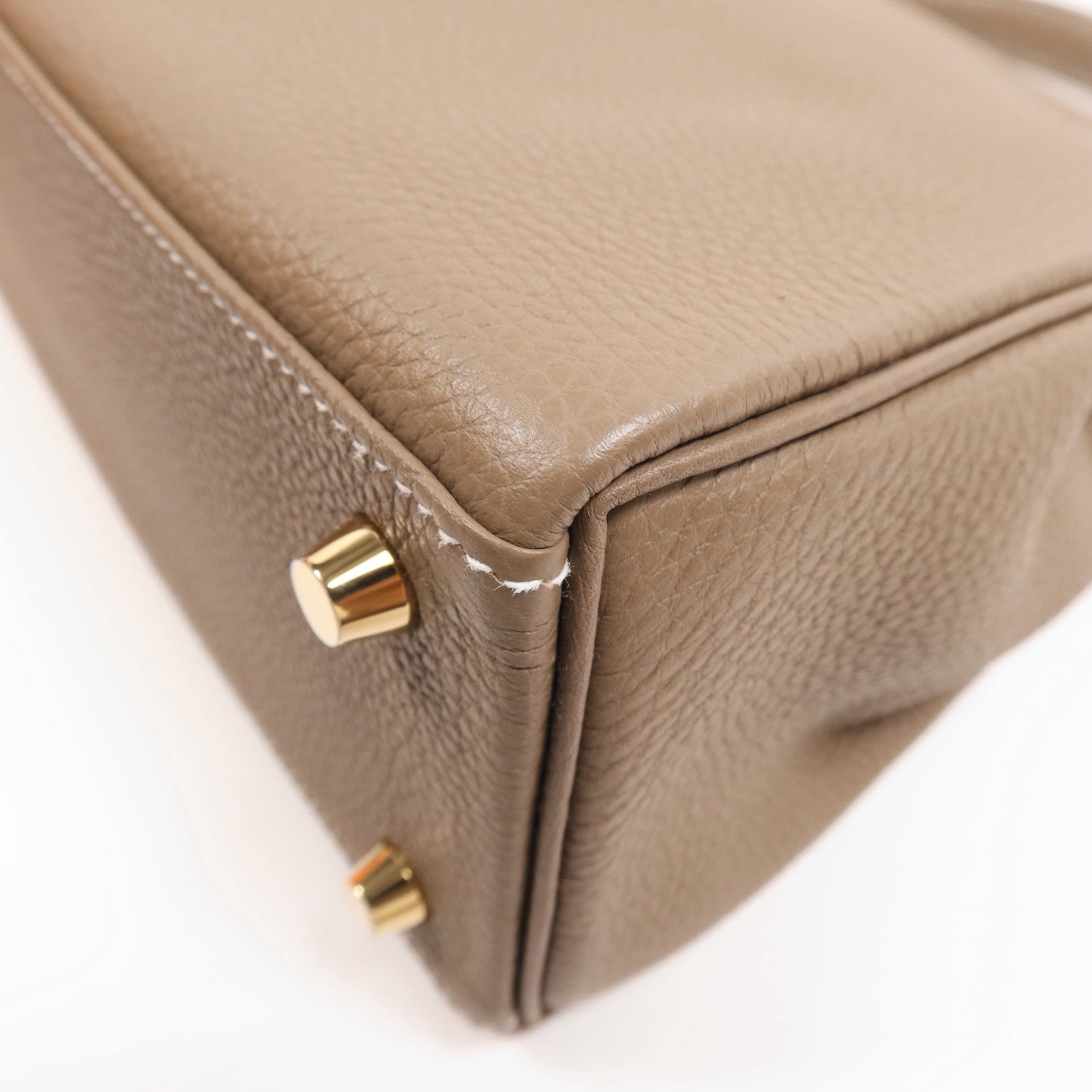 HERMES Togo皮革Kelly 25金扣手挽肩背兩用袋Etoupe