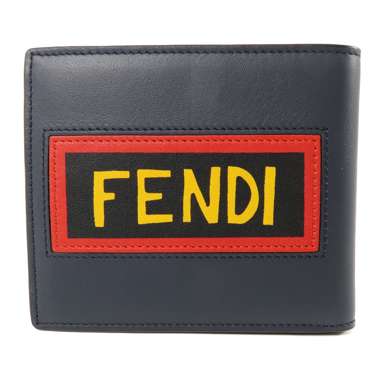 FENDI 【激減優惠】牛皮皮革Vocabulary Wallet錢包深藍色