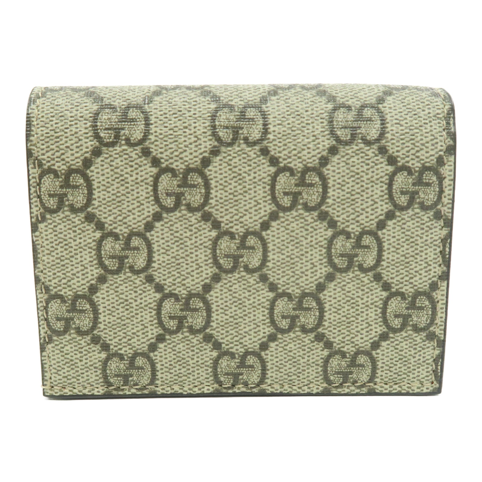 GUCCI 塗層帆布Wallet金扣錢包啡色/紅色