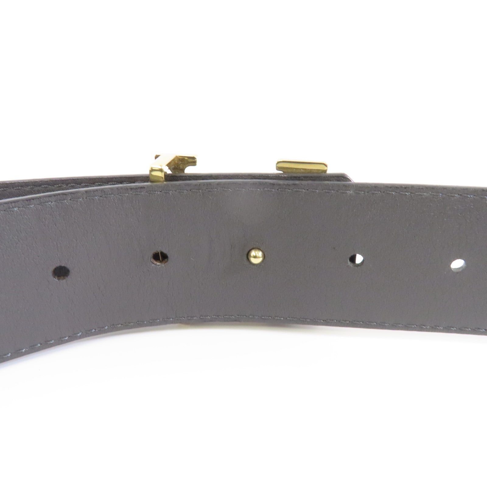 LOUIS VUITTON 牛皮皮革Belt皮帶金扣黑色