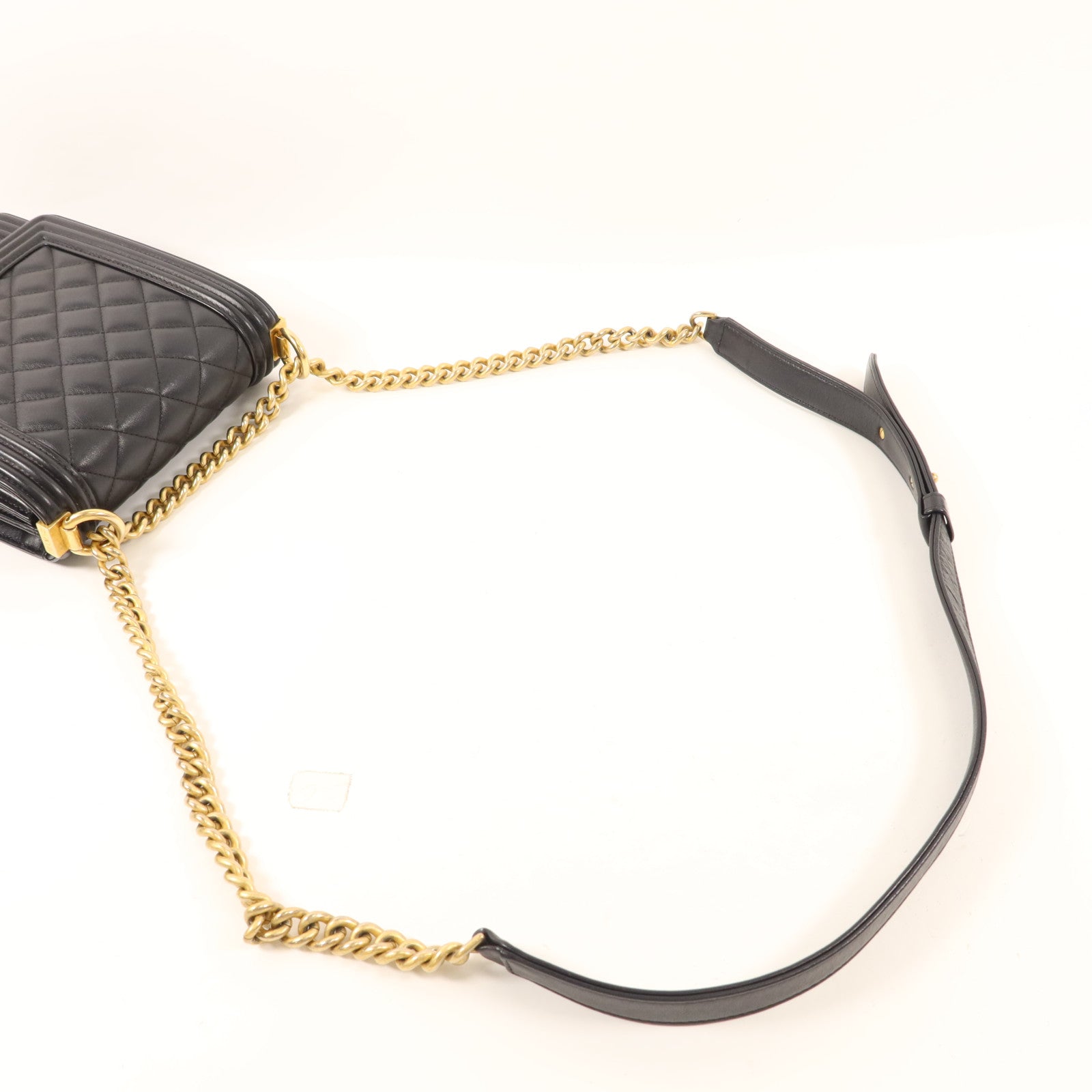 CHANEL 牛皮皮革Le Boy金扣鏈帶肩背袋