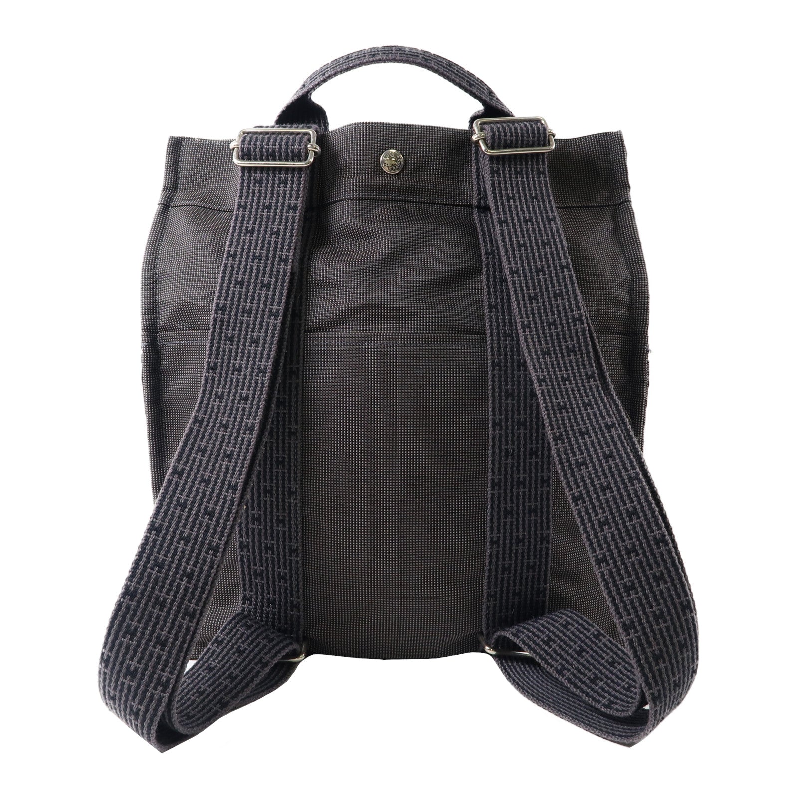 HERMES 帆布Herline Backpack Tote銀扣背包灰色