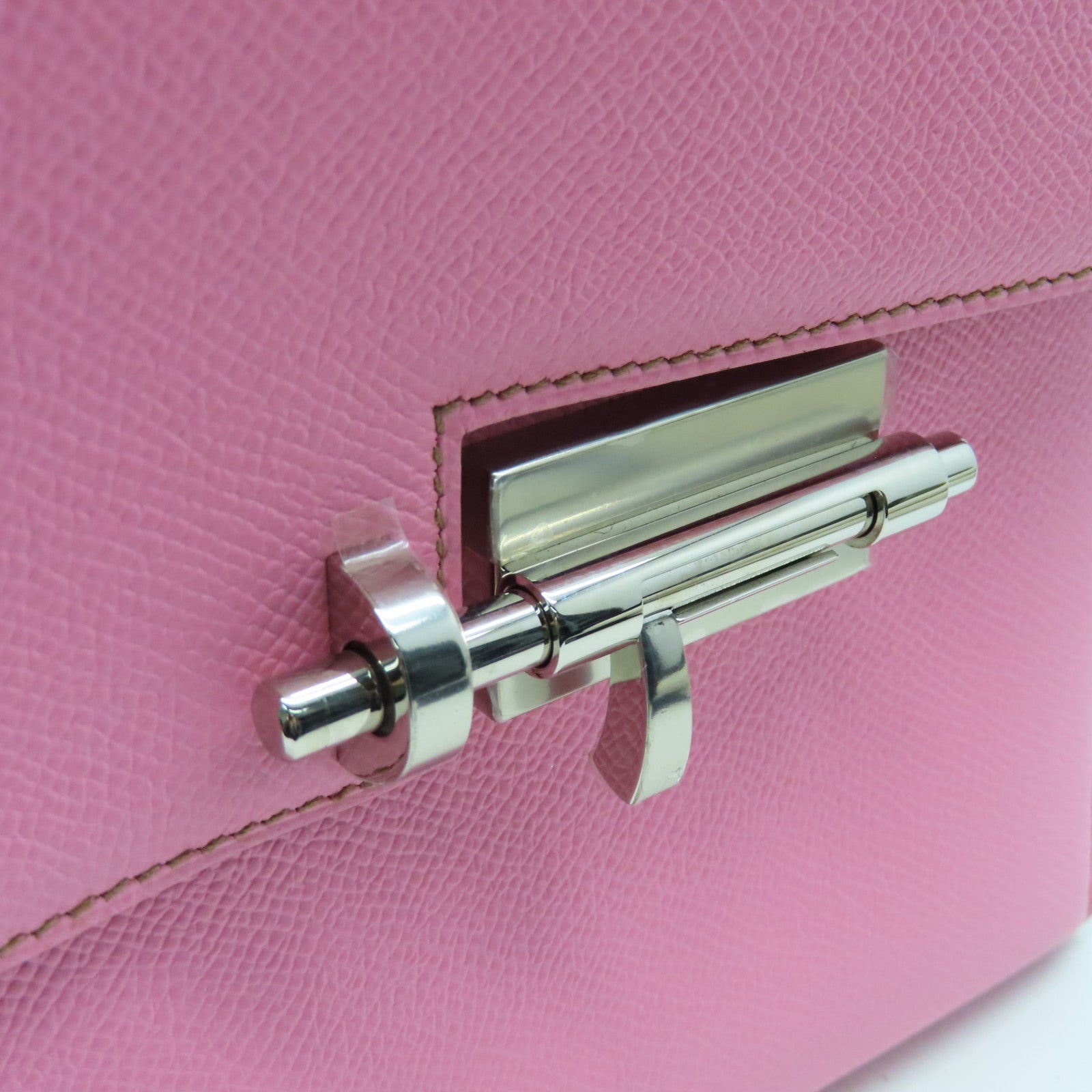 HERMES Epsom皮革Verrou 21银扣肩背袋粉红色