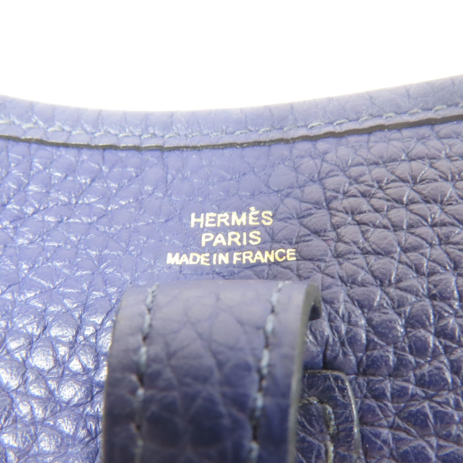 HERMES Clemence皮革Evelyne TPM金扣肩背袋藍色