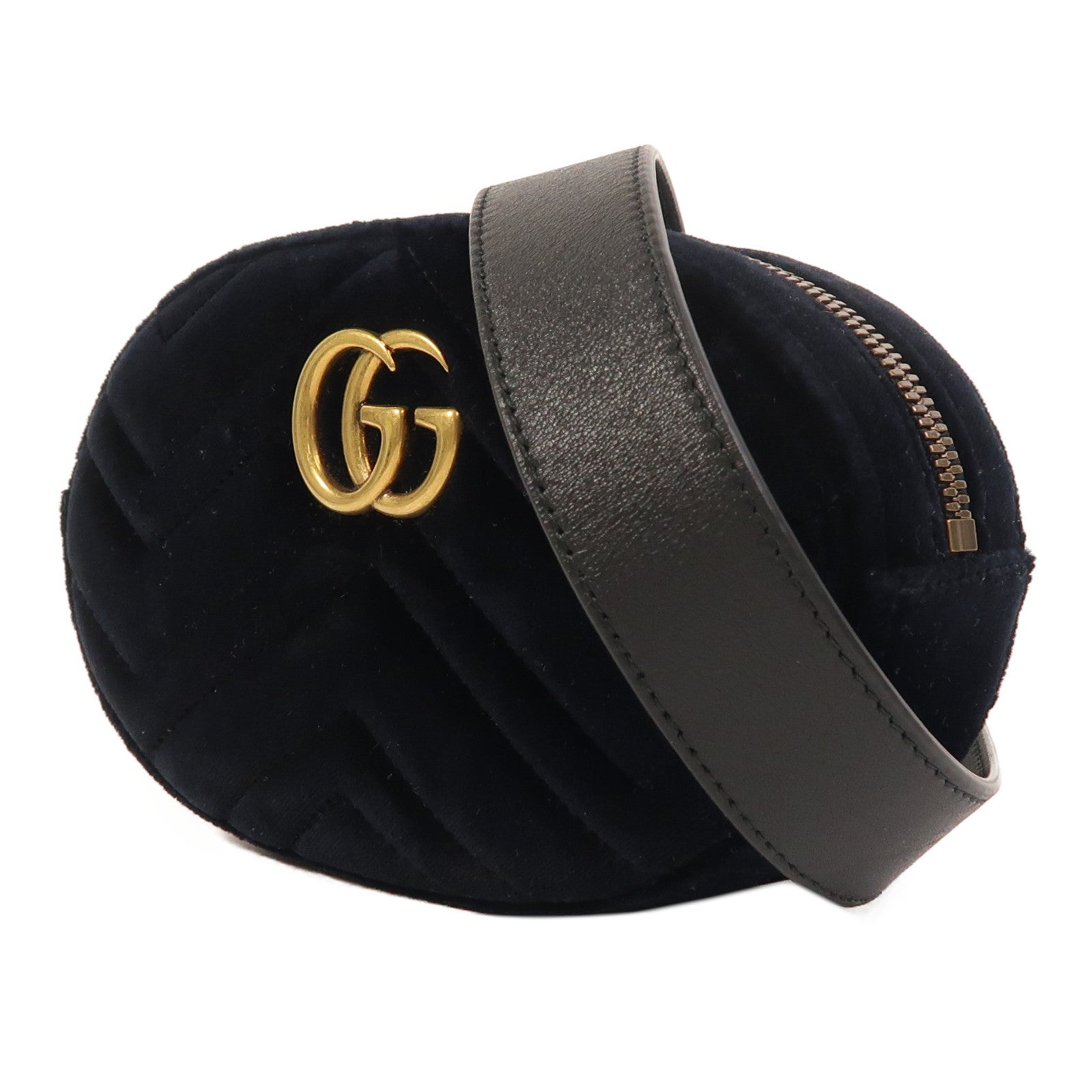 GUCCI 絨布GG Marmont Balt Bag金扣腰包