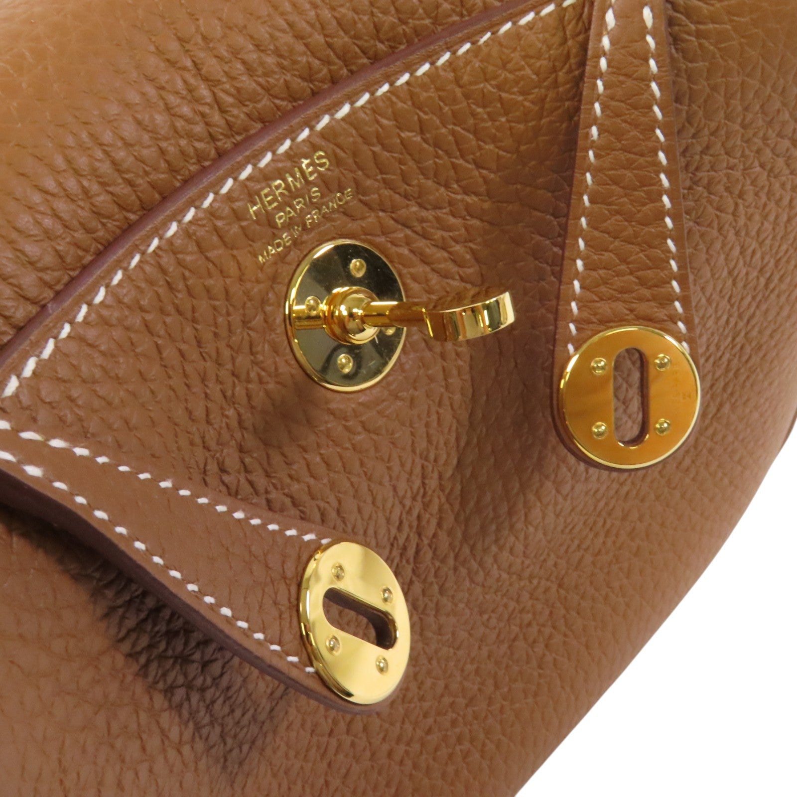 HERMES Clemence皮革Mini Lindy金扣肩背袋