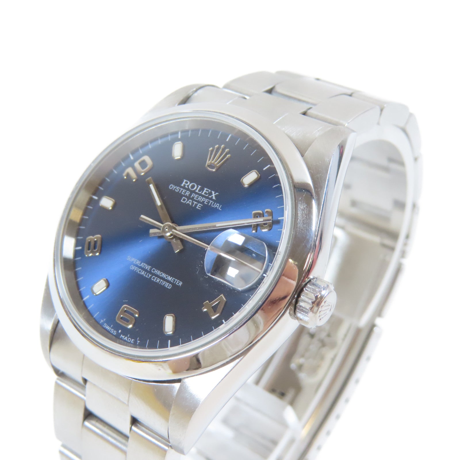 ROLEX Date不鏽鋼手錶自動機芯藍色#16.75cm