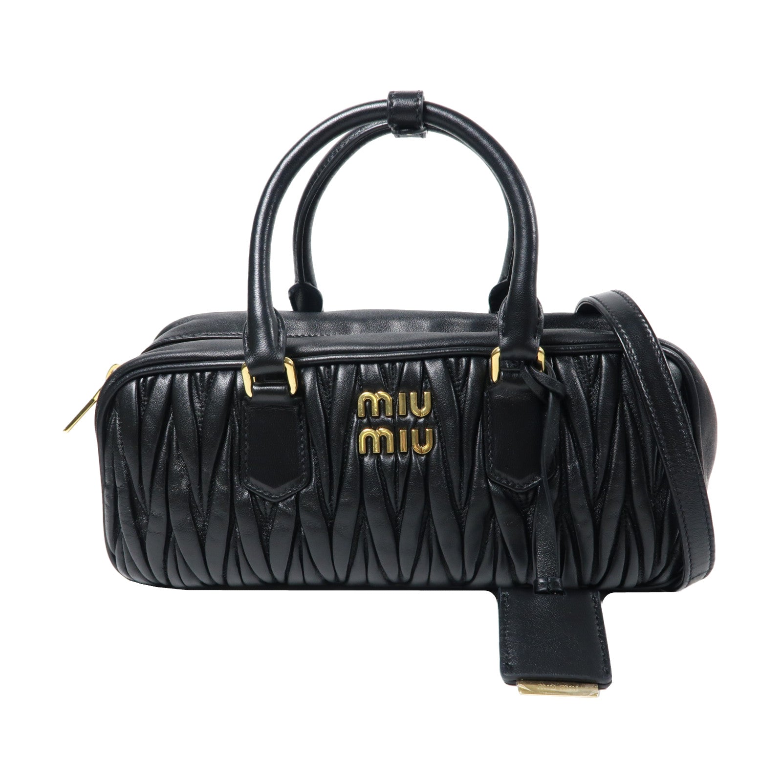 Miu Miu 羊皮皮革2 Way Shoulder Bag金扣手挽肩背兩用袋黑色
