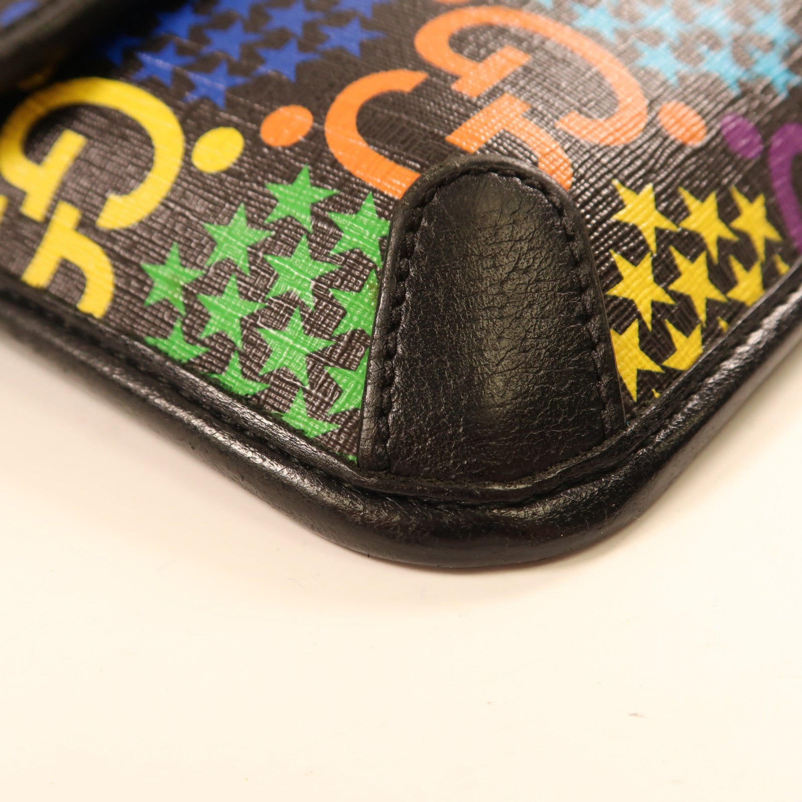GUCCI 塗層帆布Waist Bag銀扣肩背袋黑色/彩色