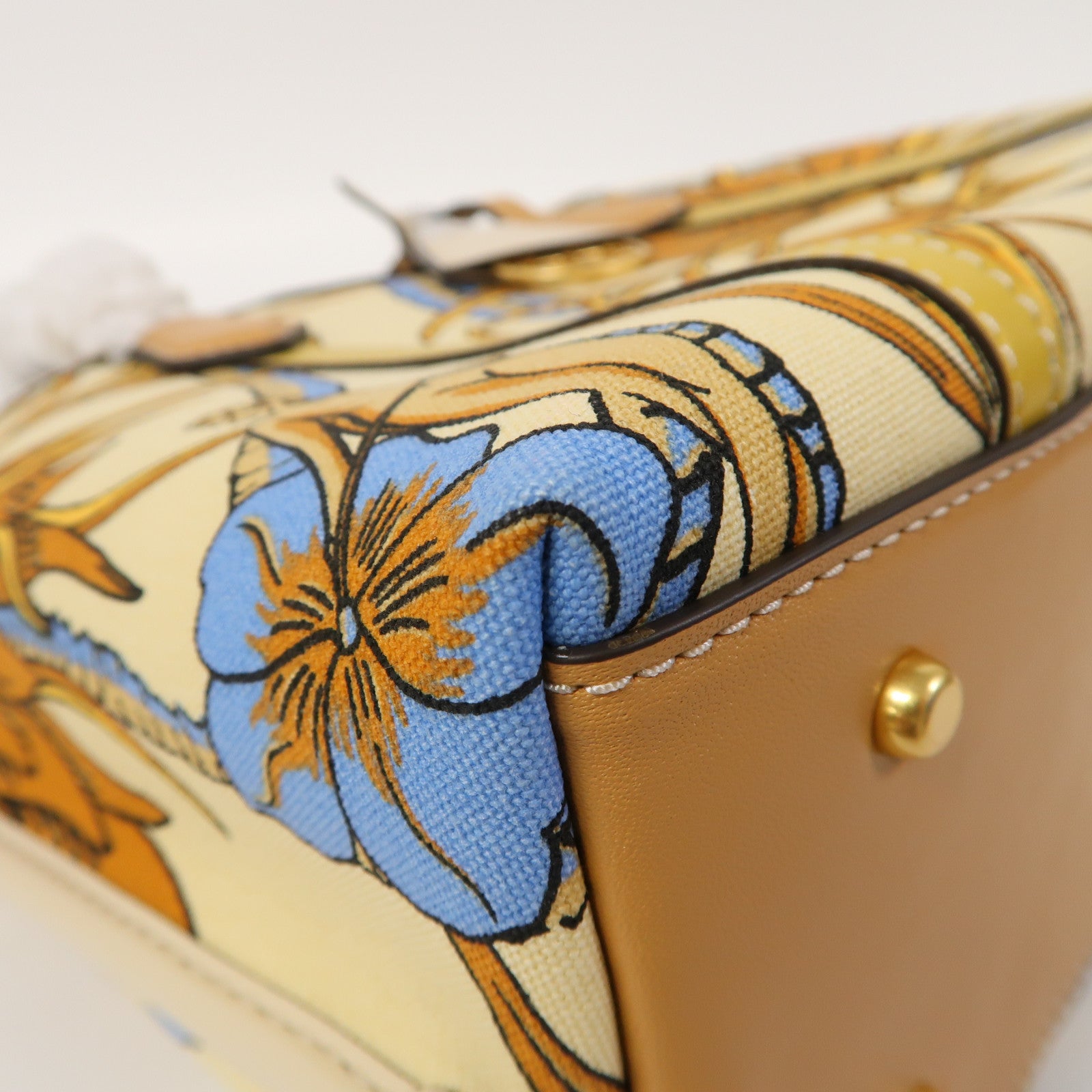 Tory Burch 帆布Shoulder Bag金扣手挽肩背兩用袋黃色