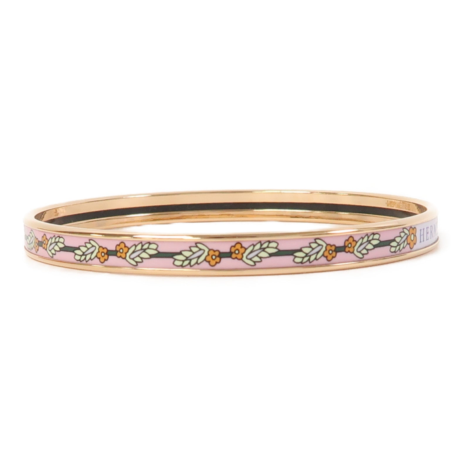 HERMES 金屬Uri Bangle手鐲粉紅色