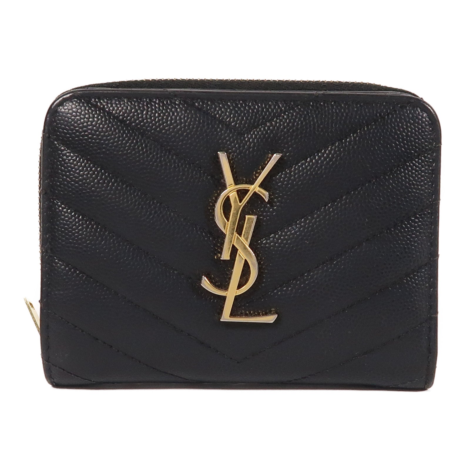 YVES SAINT LAURENT 牛皮皮革Wallet金扣錢包