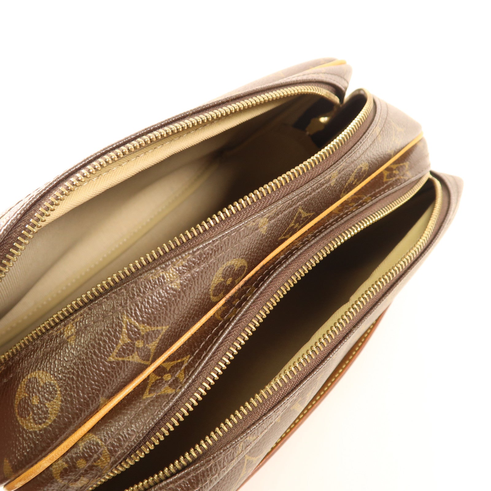 LOUIS VUITTON Monogram Reporter PM金扣肩背袋棕色