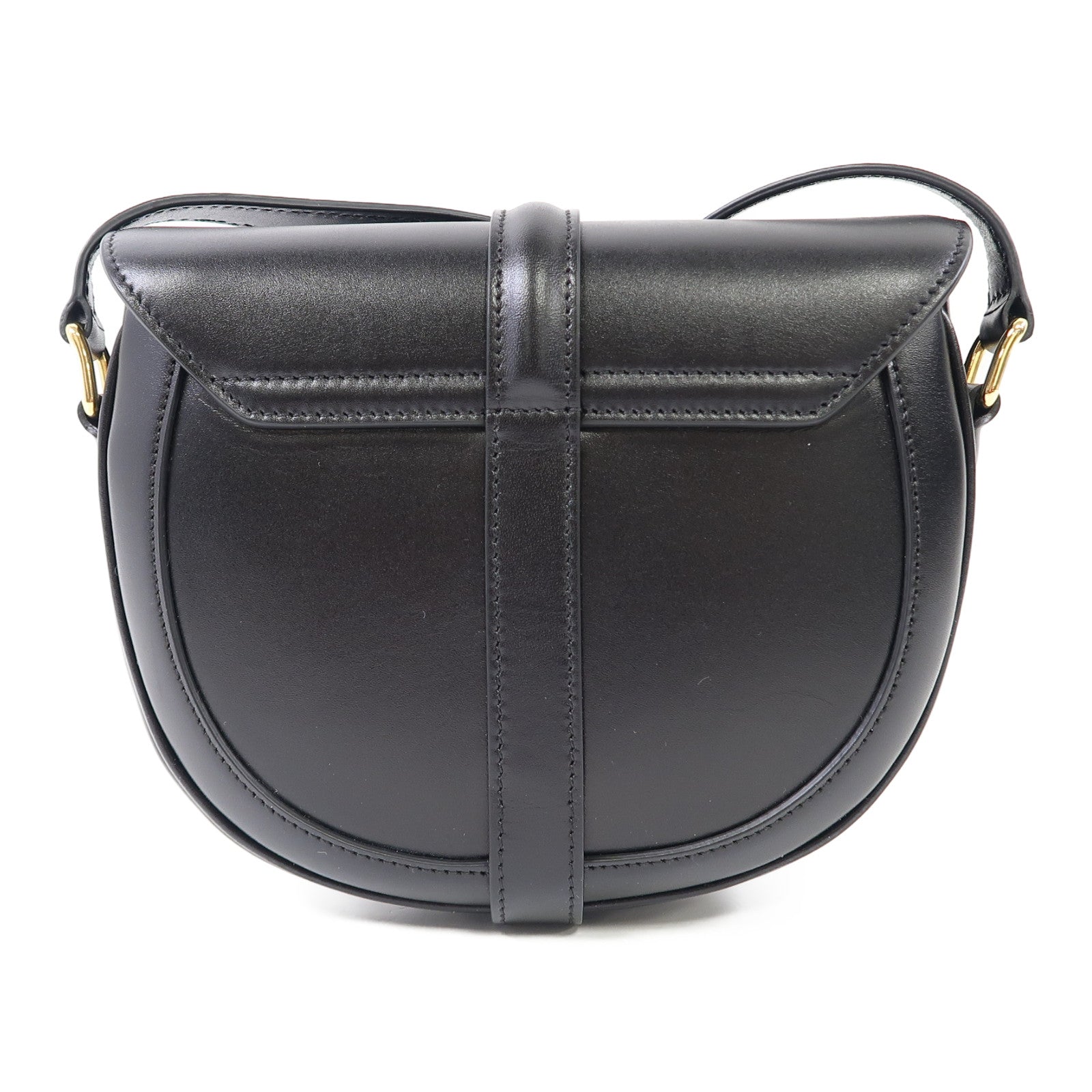 CELINE 牛皮皮革Small Besace 16金扣肩背袋黑色