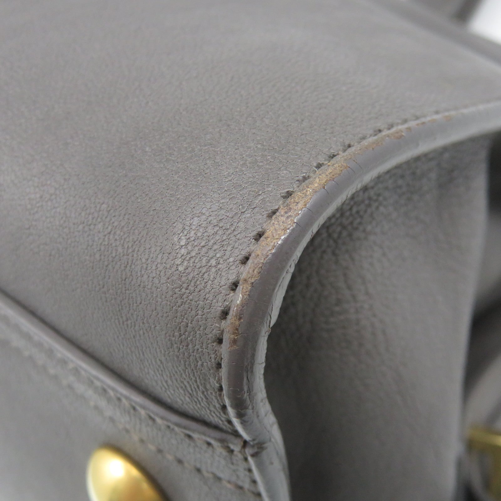 YVES SAINT LAURENT cowhide leather Tote Bag handle bag gray