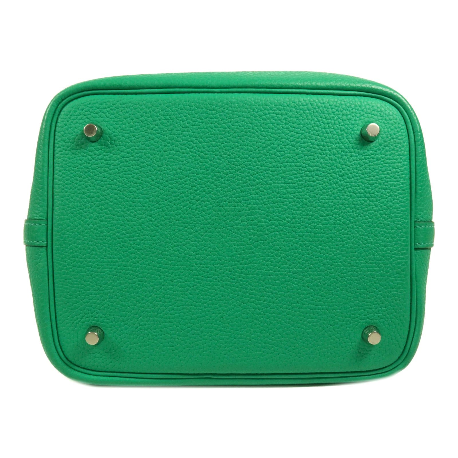 HERMES Clemence皮革Picotin MM銀扣手挽袋Menthe