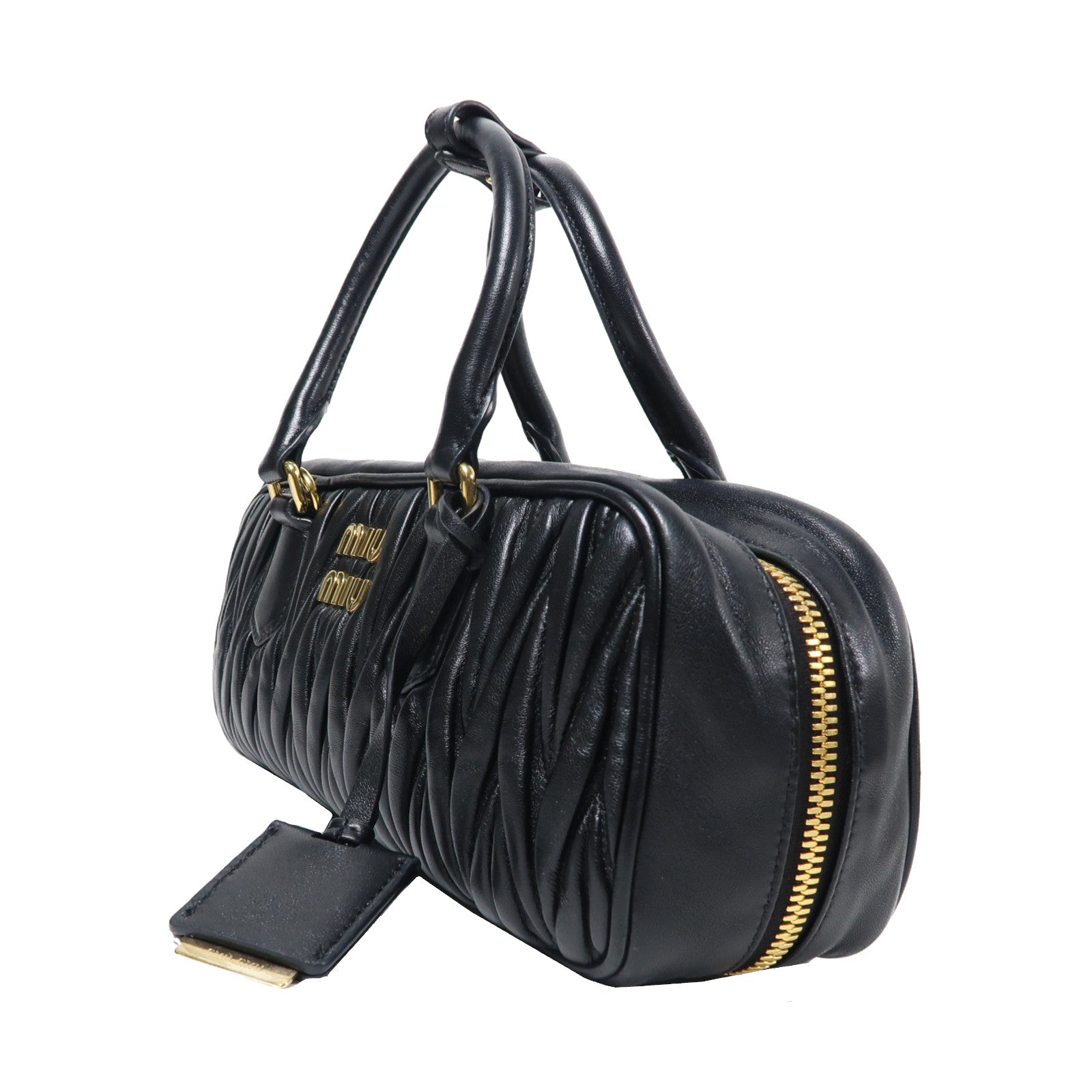 Miu Miu 羊皮皮革2 Way Shoulder Bag金扣手挽肩背兩用袋黑色