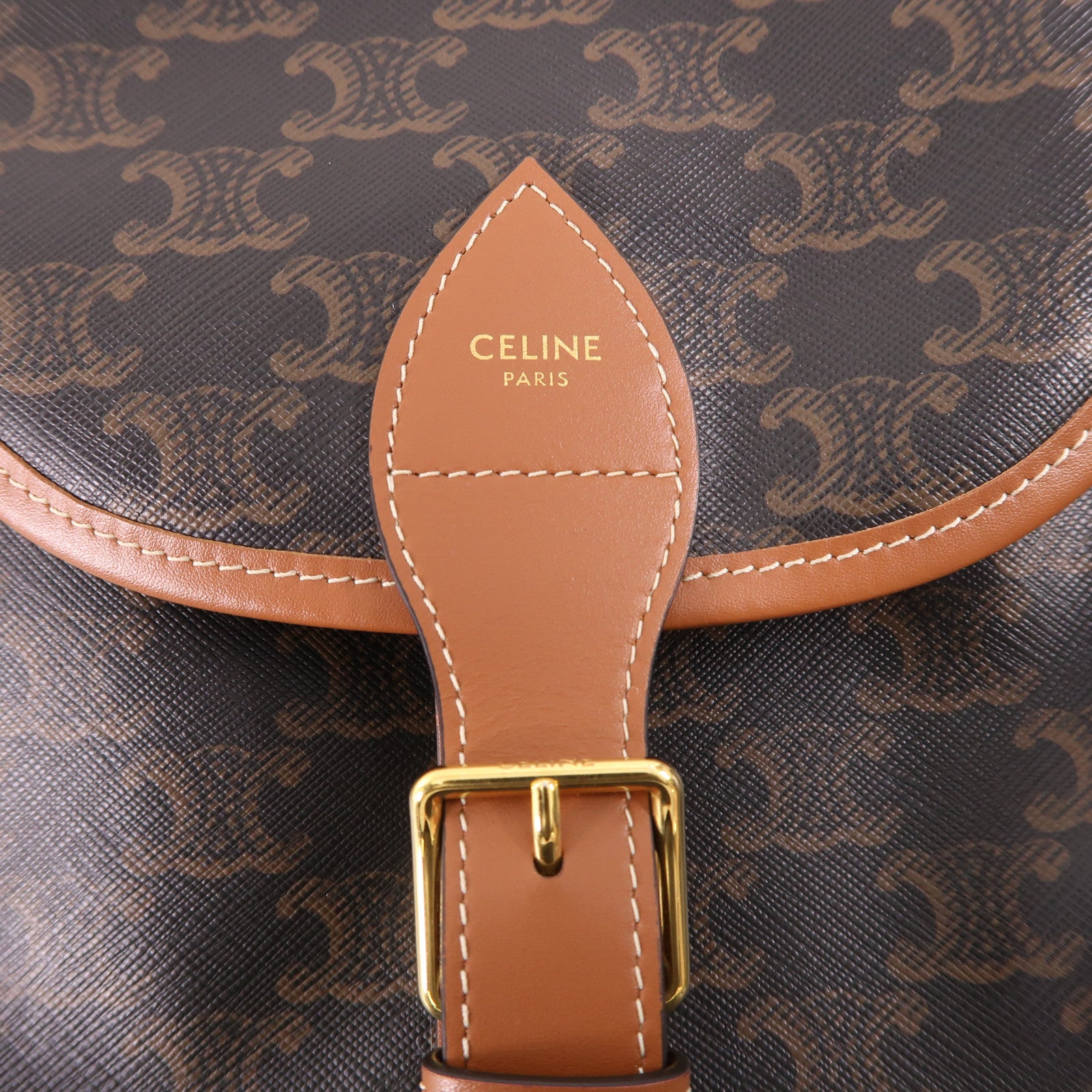 CELINE GHW Medium Backpack Foico Rucksack 117902 Coated Canvas Brown