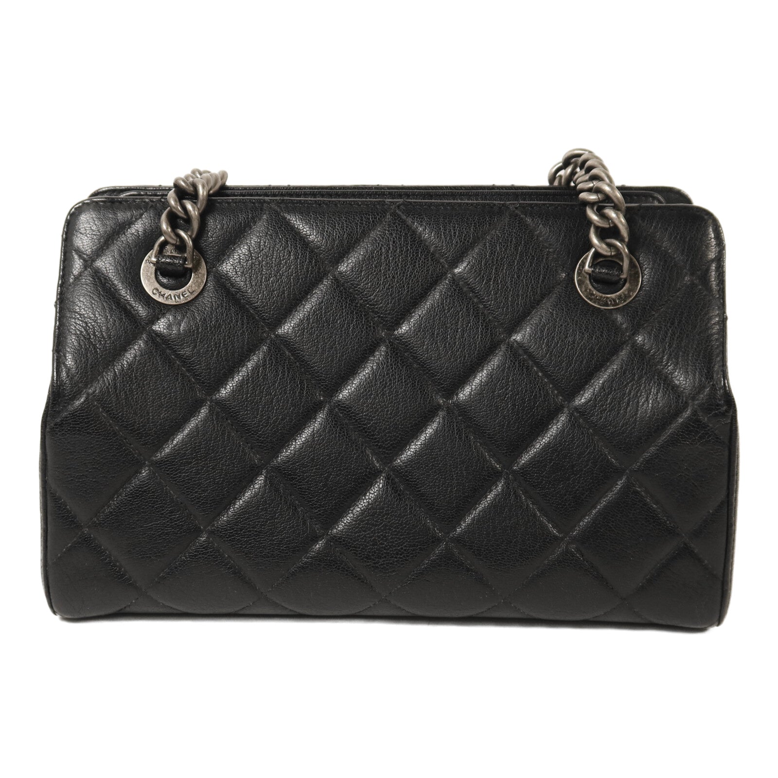 CHANEL 牛皮皮革Chain Shoulder銀扣鏈帶肩背袋
