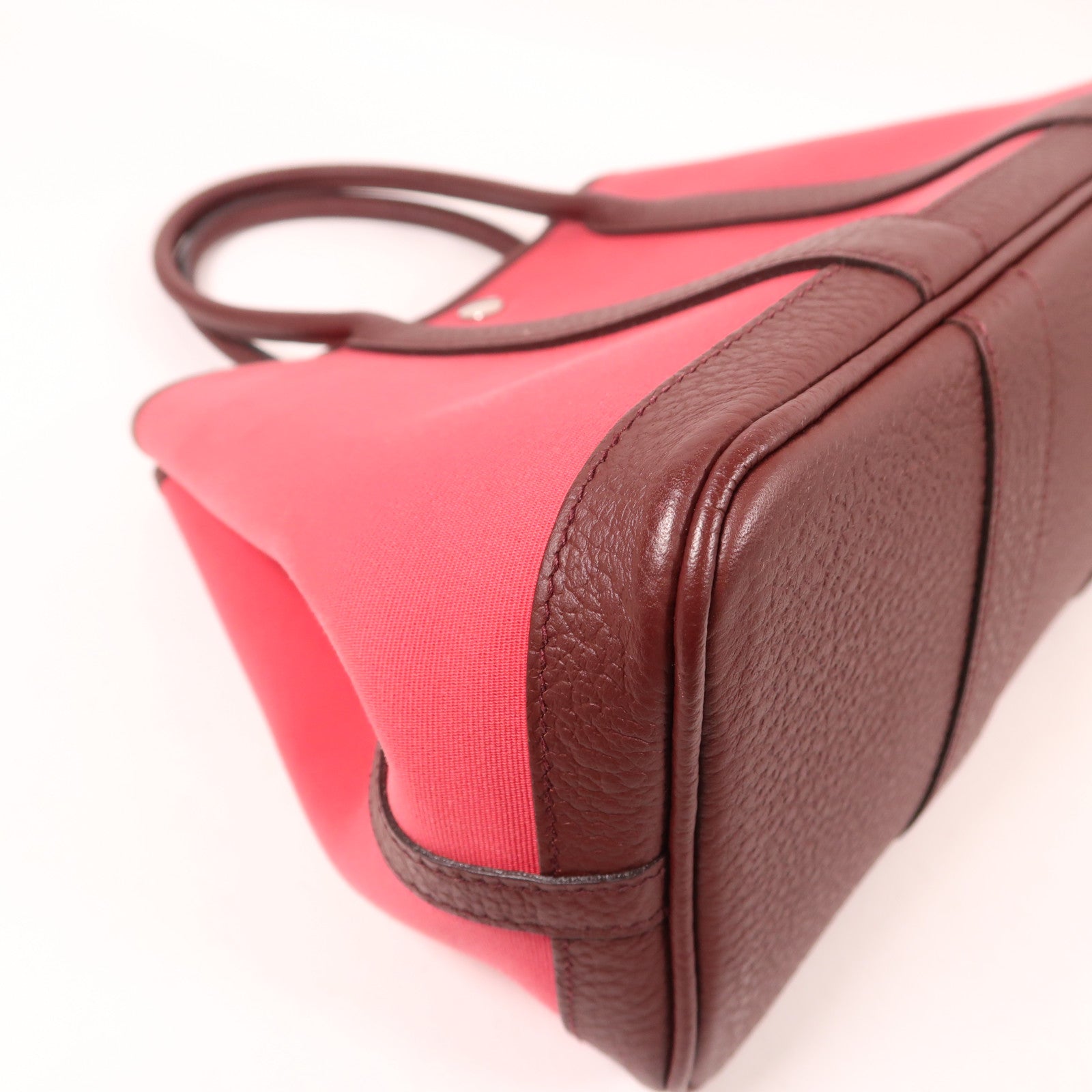 HERMES 帆布Garden Party TPM銀扣手挽袋Bordeaux