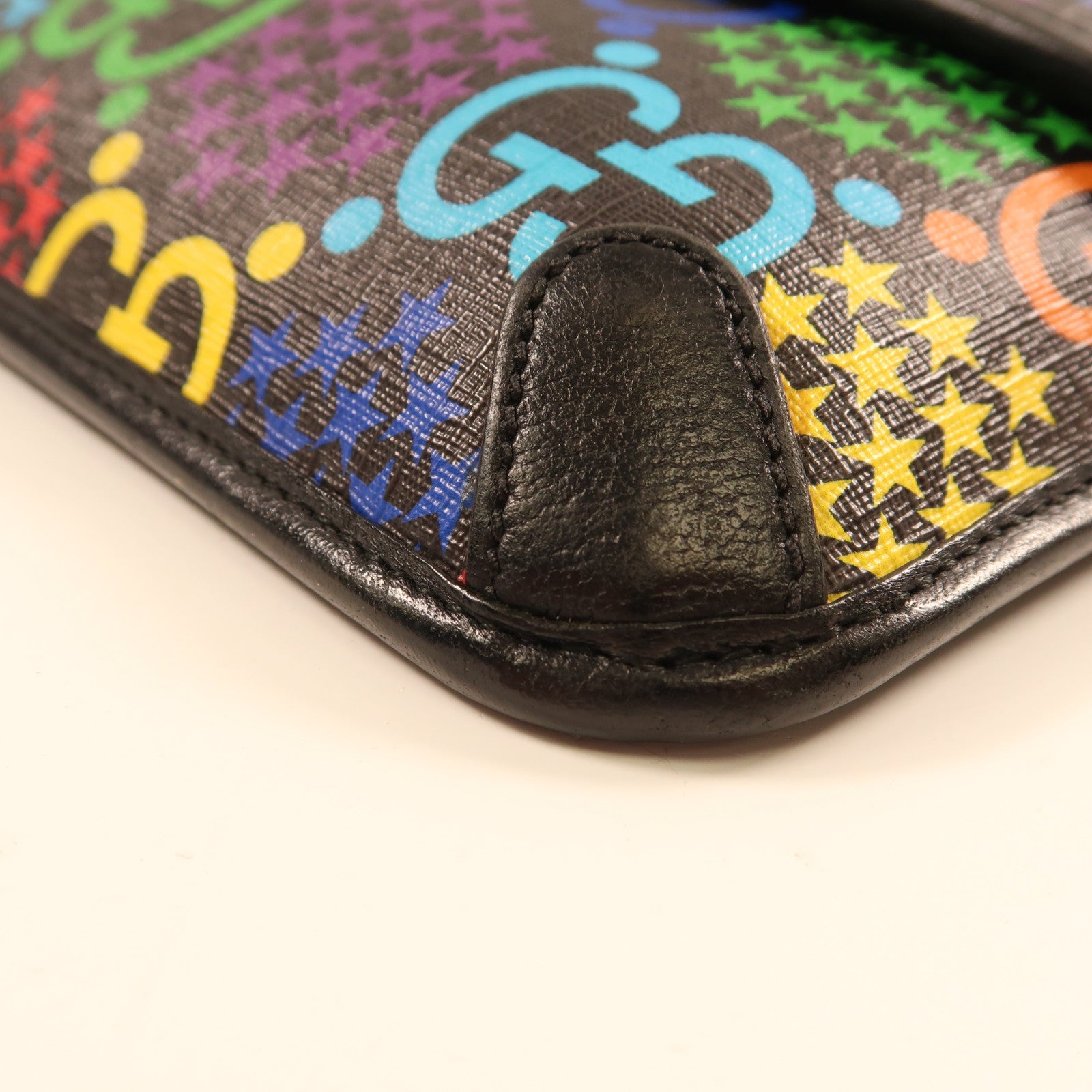 GUCCI 塗層帆布Waist Bag銀扣肩背袋黑色/彩色