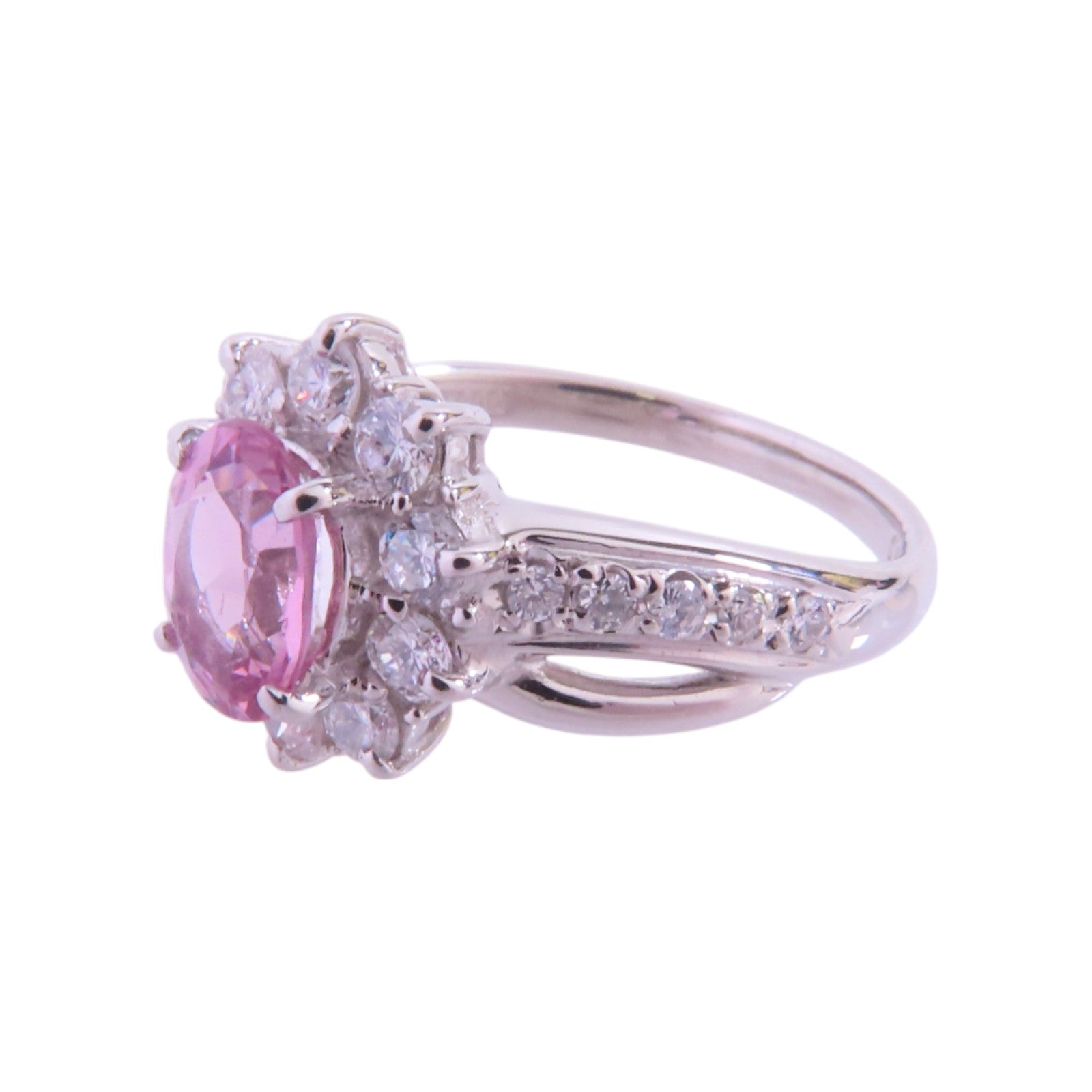 JEWELRY 【激減優惠】PT900鉑金/粉紅色尖晶石/鑽石Pink Spinel Diamond Ring戒指US#6