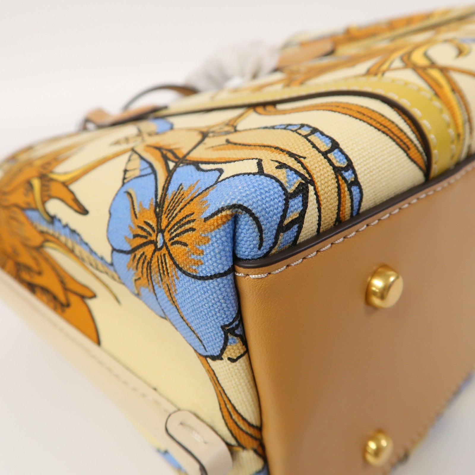 Tory Burch 帆布Shoulder Bag金扣手挽肩背兩用袋黃色