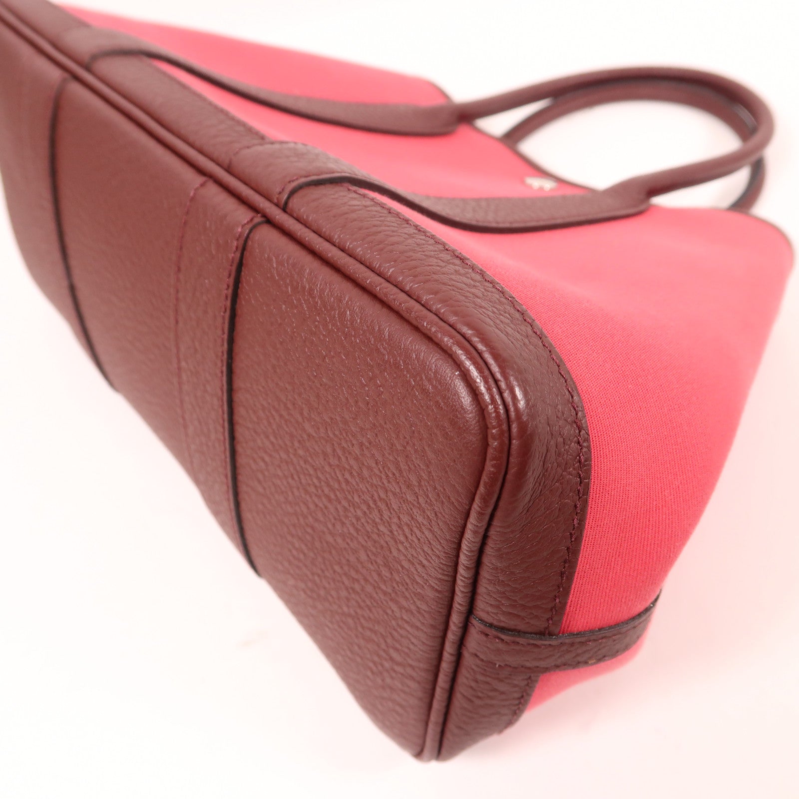 HERMES 帆布Garden Party TPM銀扣手挽袋Bordeaux