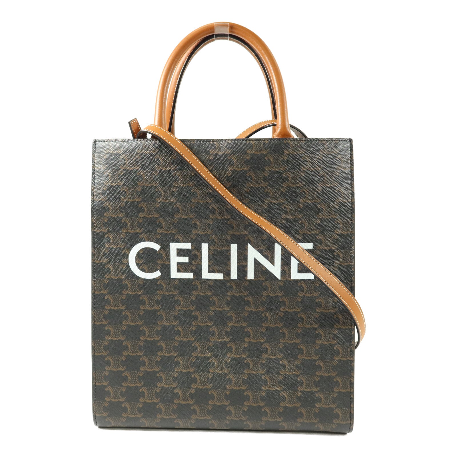 CELINE 塗層帆布Triomphe Cabas Vertical Large Tote手挽肩背兩用袋