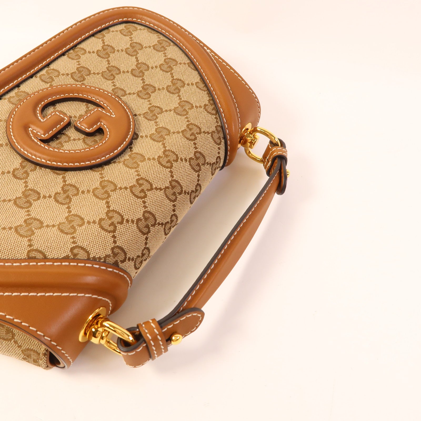 GUCCI GG GHW Blondie Medium 2way Shoulder Bag Canvas Brown