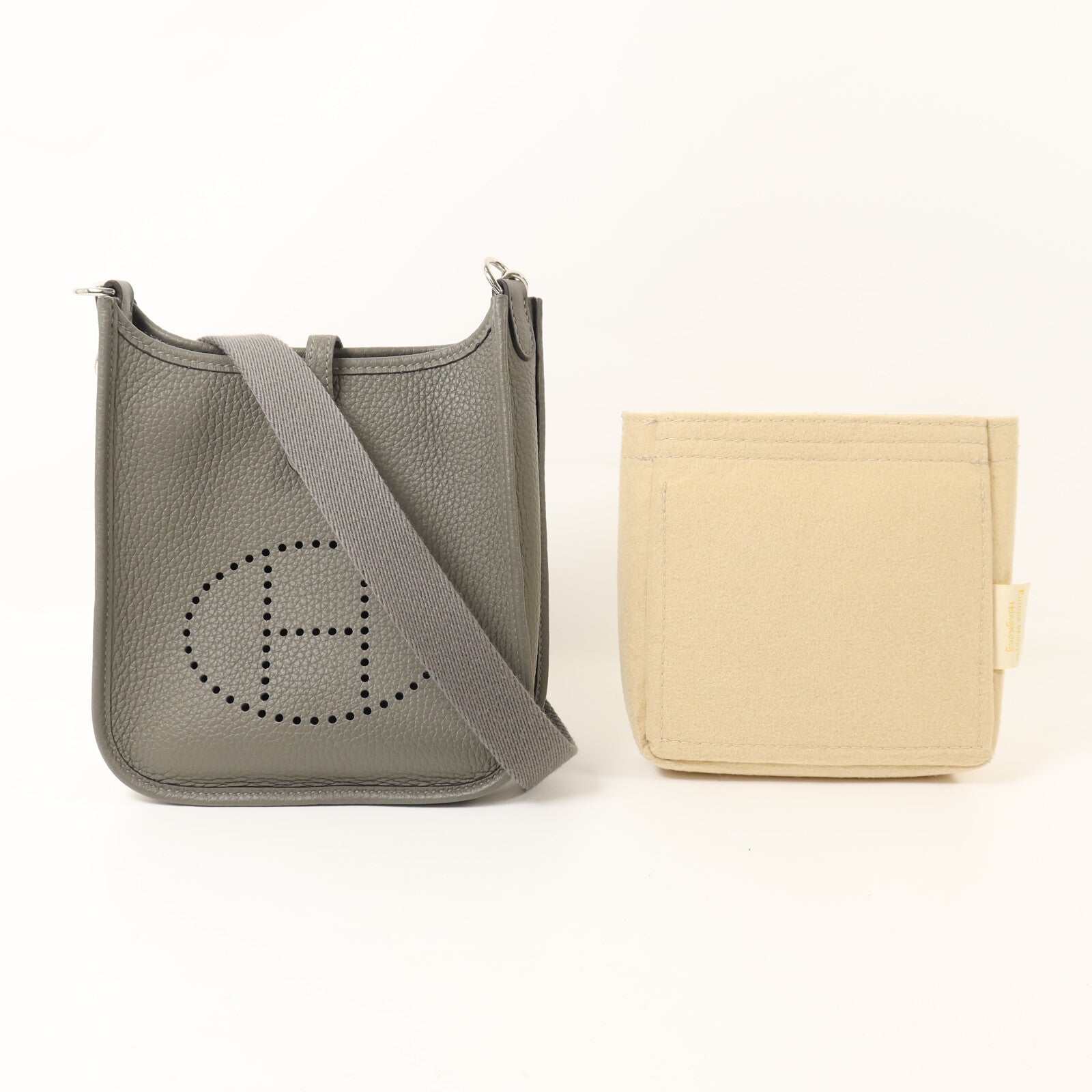 HERMES Clemence皮革Evelyne TPM肩背袋Gris Meyer